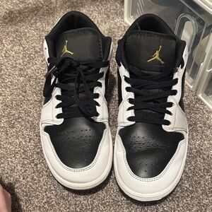 Jordan Black and White Sneakers with Gold Accents
